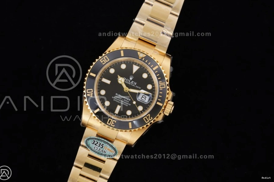 Best SH3235 YG Edition Submariner On Dial 1:1 126618 Bracelet Black YG LN Clean 0509